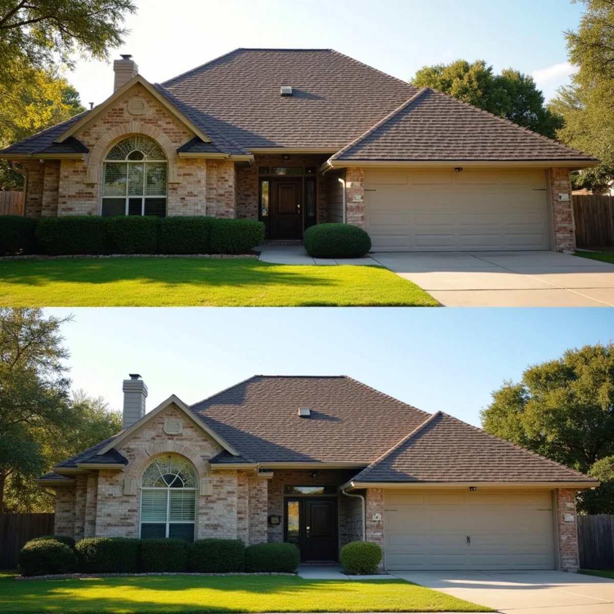 Newly installed architectural shingle roof after replacement in Fort Worth, TX