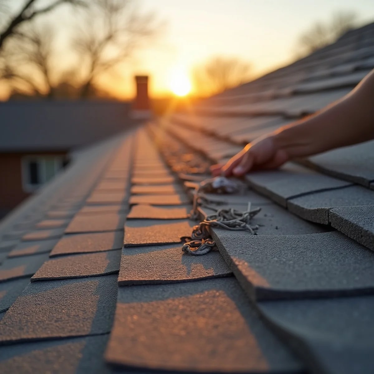 Split view of a roof repair and a full roof replacement on Texas homes
