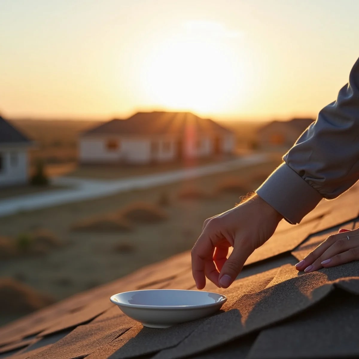 New subdivision homes on open prairie land with shingle roofs in Celina Texas