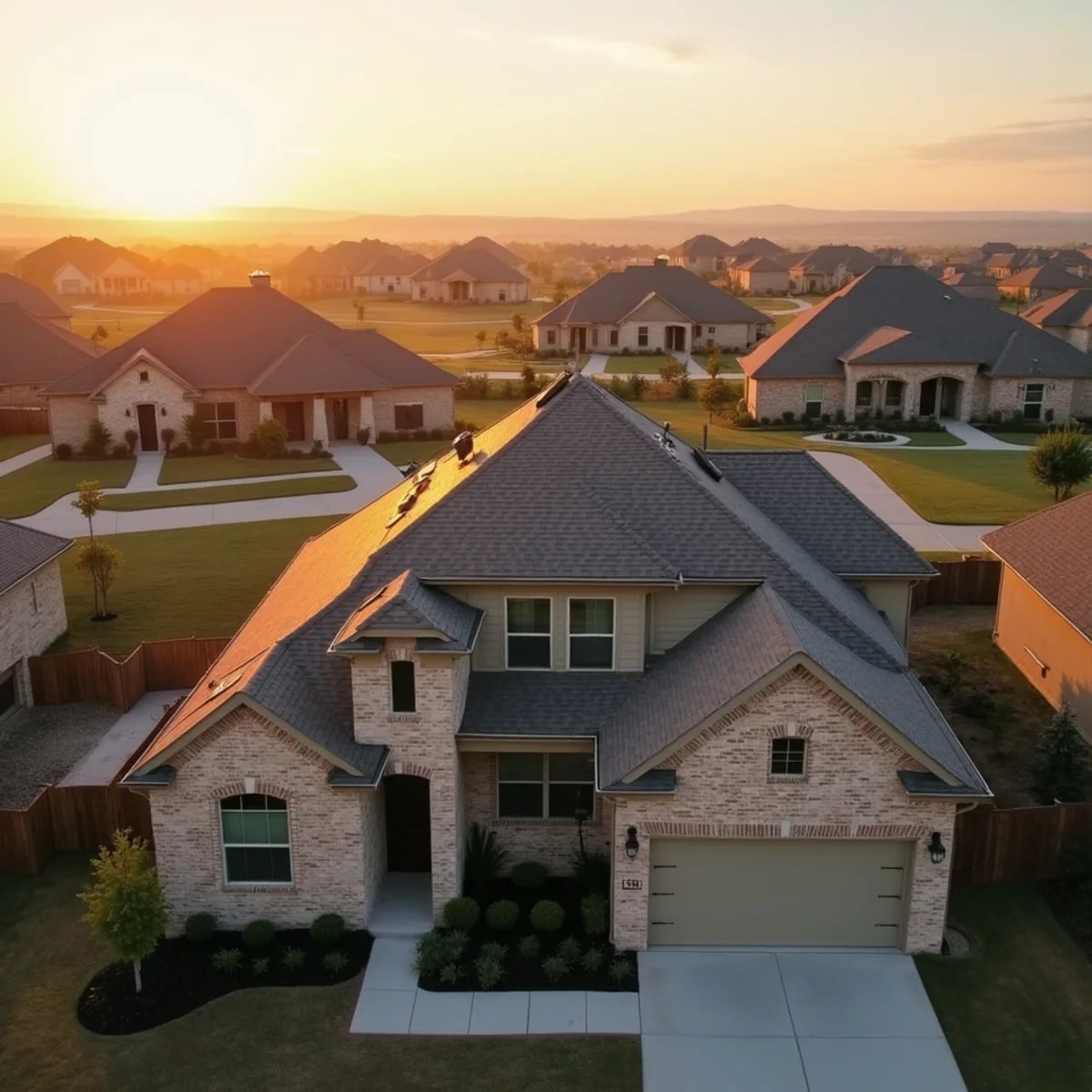 New subdivision homes on open Kaufman County terrain in Forney, Texas