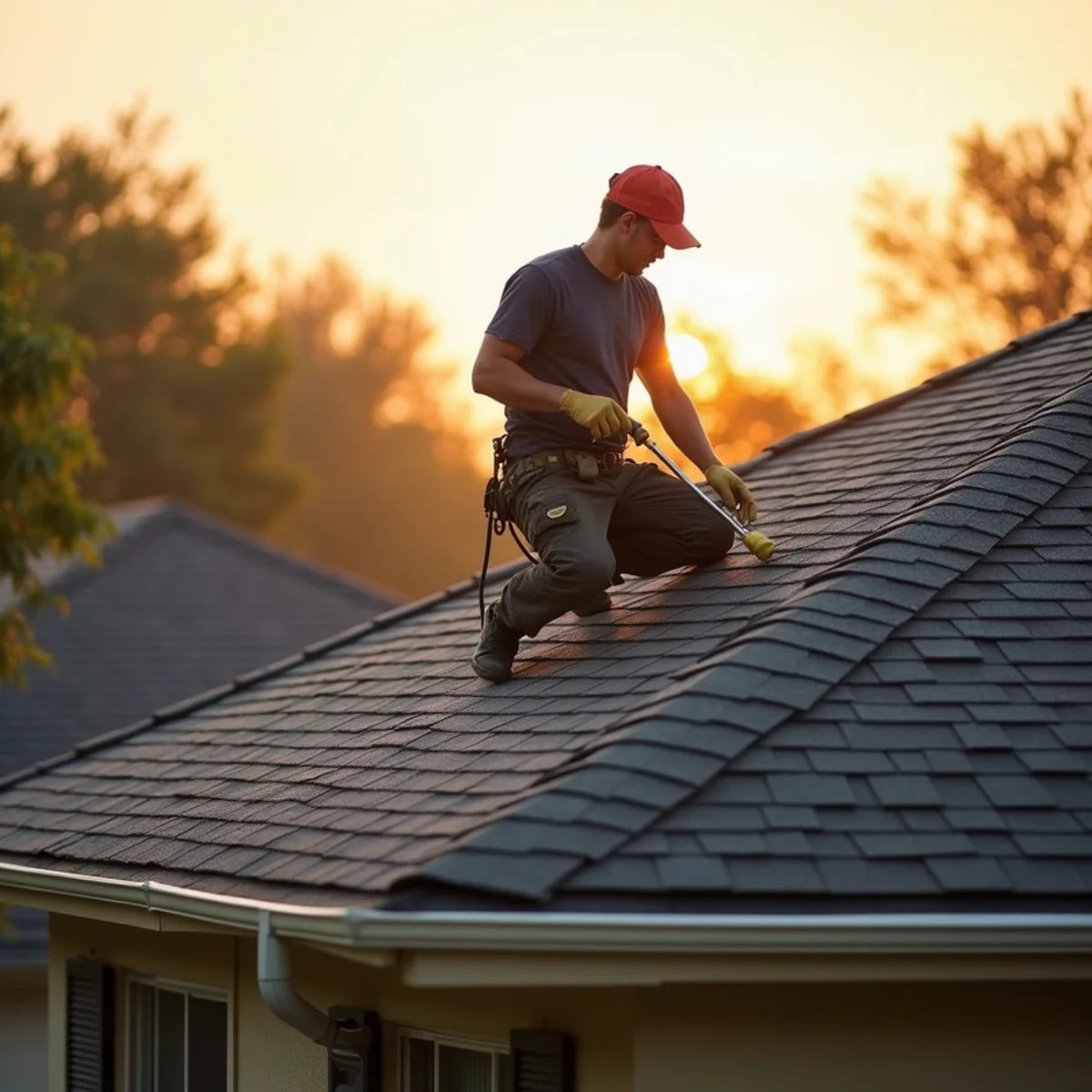 Established working-class neighborhoods with shingle roofs in Garland Texas