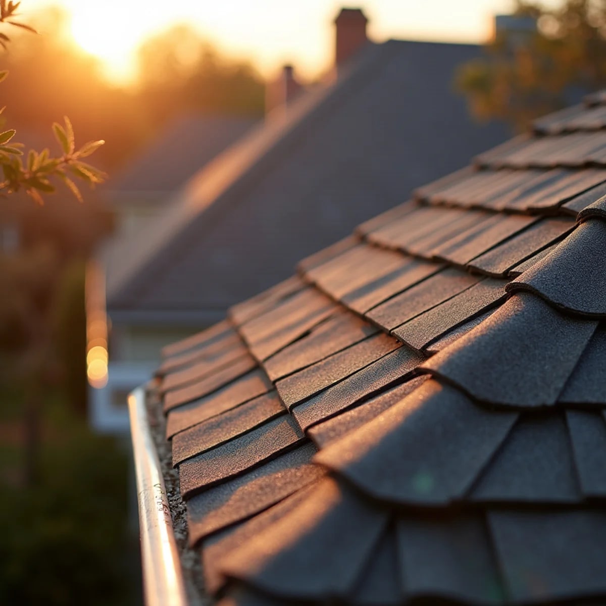 Historic Main Street district and lake-area homes with shingle roofs in Grapevine Texas