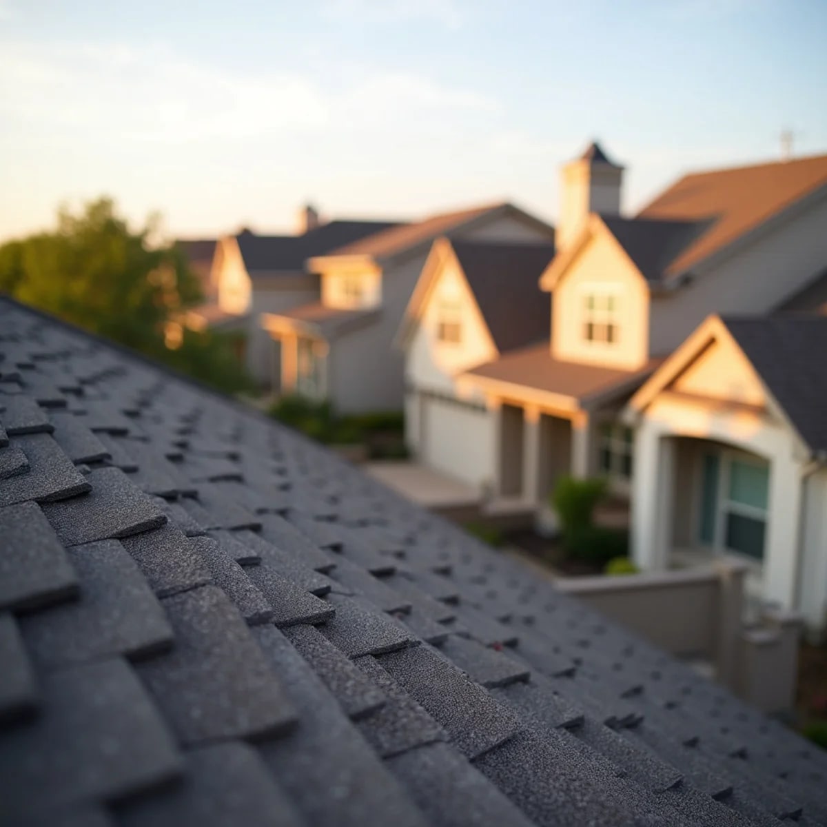 New suburban homes with shingle roofs in Mansfield Texas