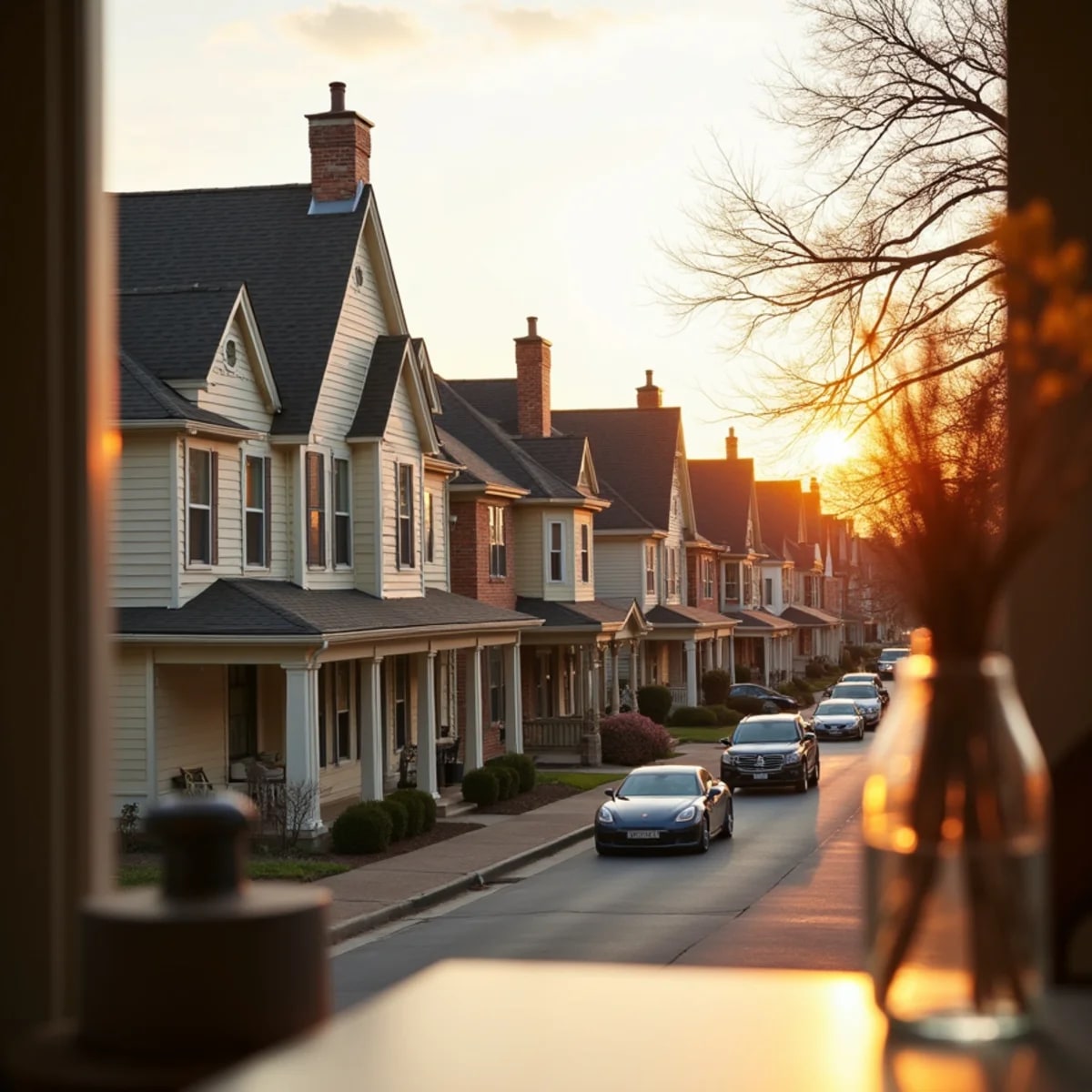 Historic downtown homes and new subdivisions with shingle roofs in McKinney Texas