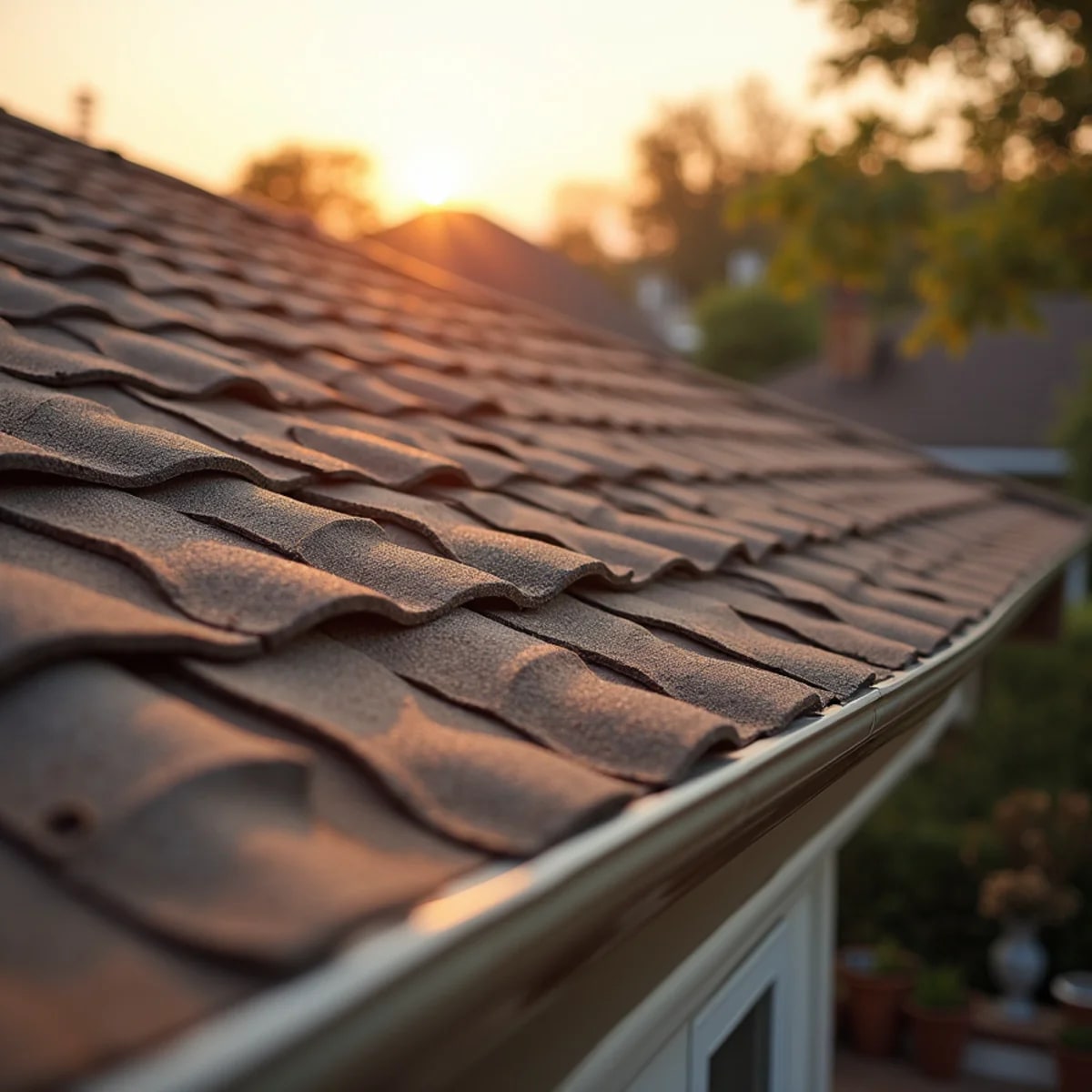 Established 1980s suburban homes with shingle roofs in Mesquite Texas