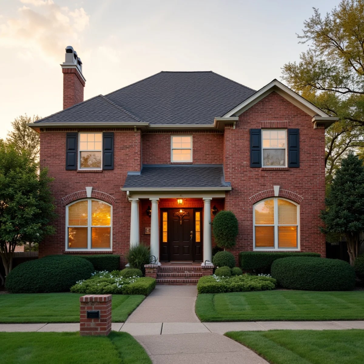Upscale master-planned neighborhood homes with architectural shingle roofs in Plano Texas