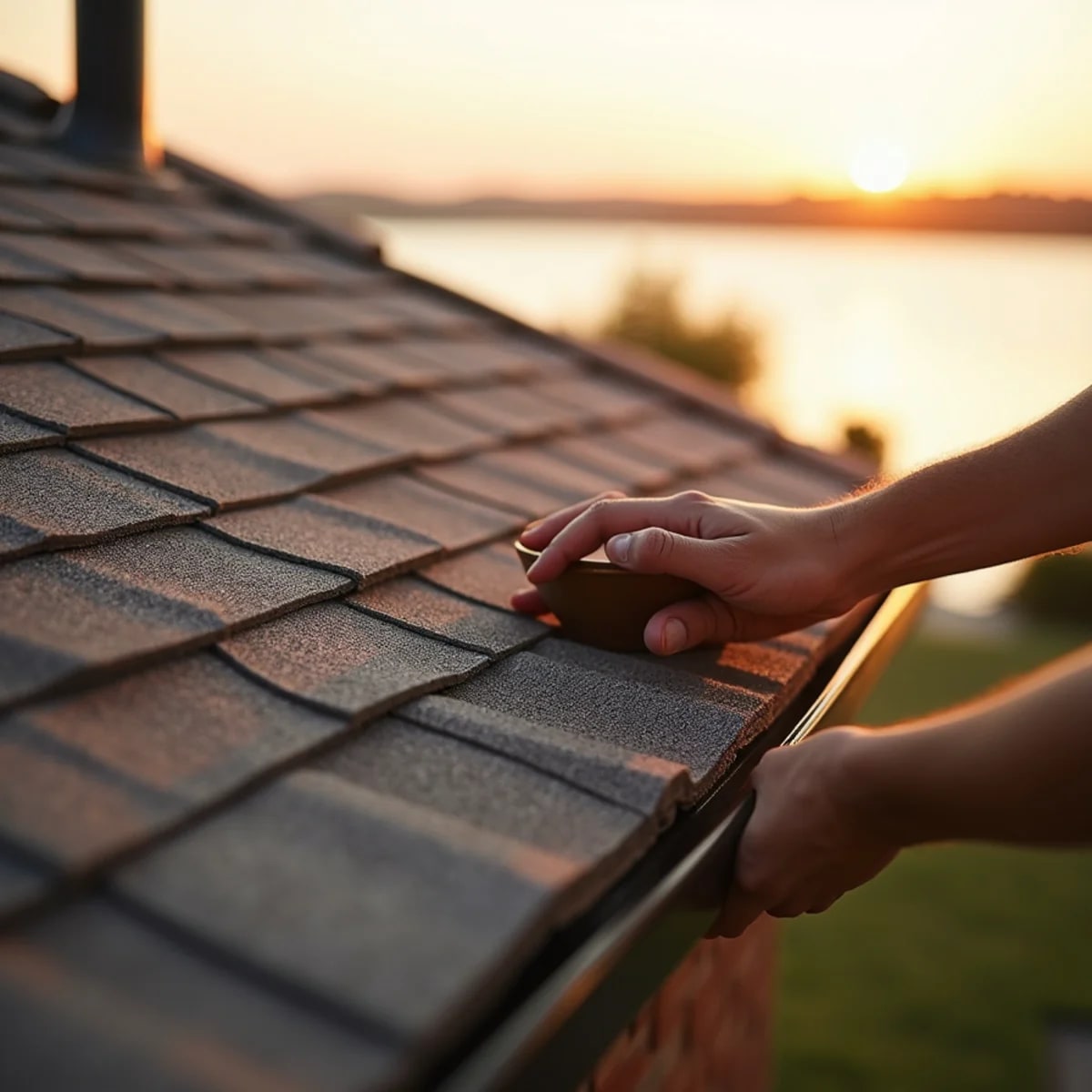Upscale lakeside homes on Lake Ray Hubbard in Rockwall, Texas with premium roofs