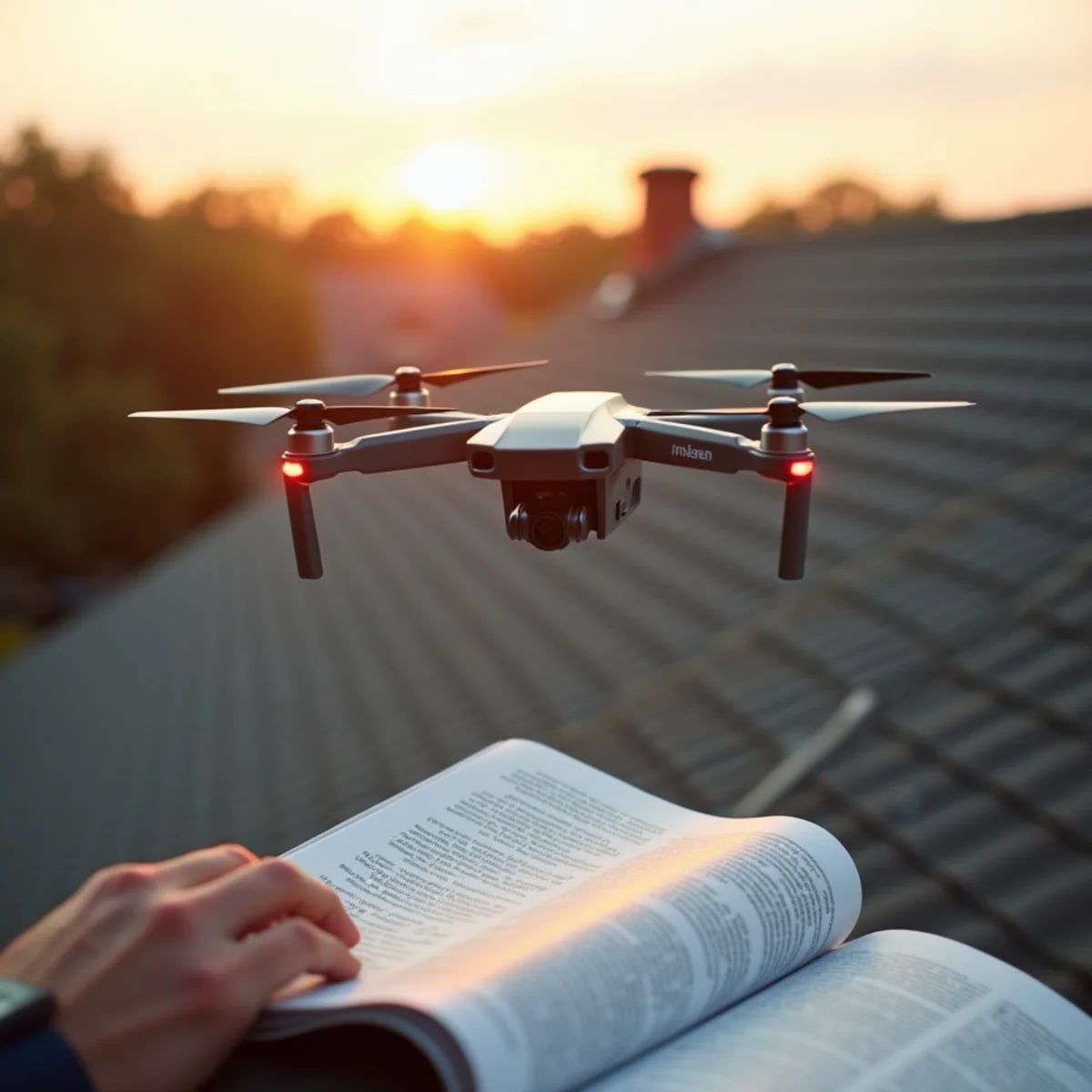 Drone aerial roof inspection over a Fort Worth suburban home