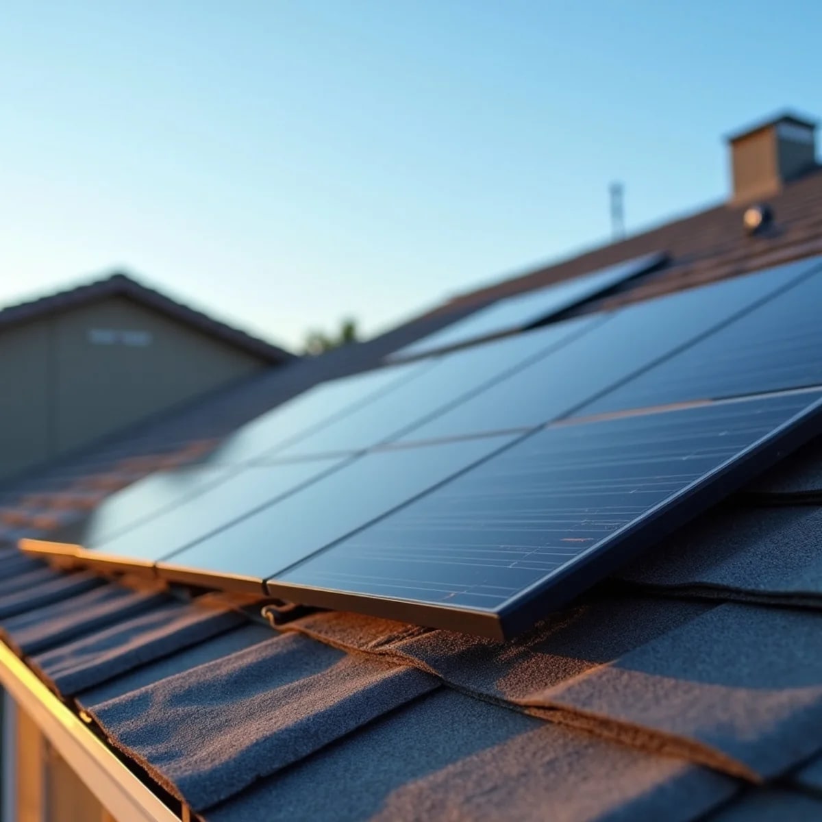 Solar panels installed on a new shingle roof in Fort Worth Texas